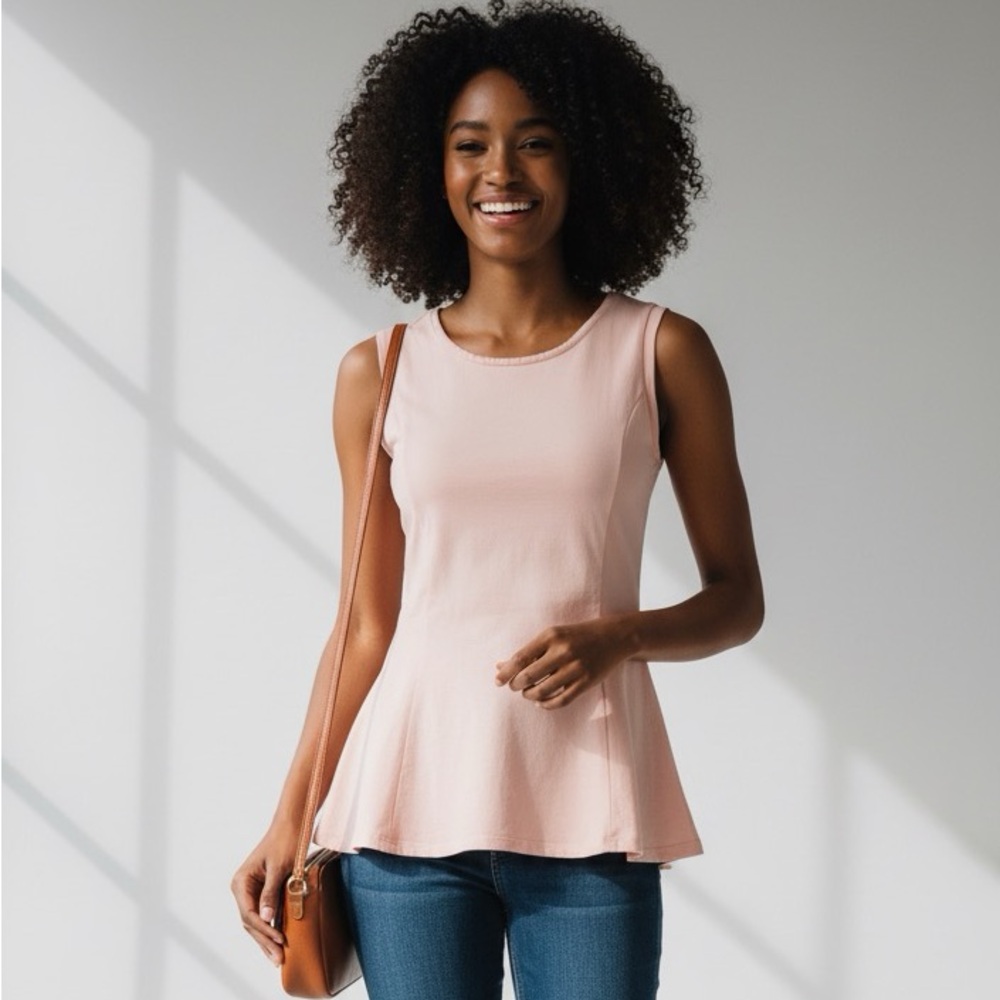 Pink Fitted Peplum Top